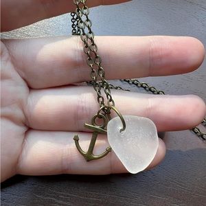 Genuine sea glass found on the shores of RI handmade into one of a kind necklace